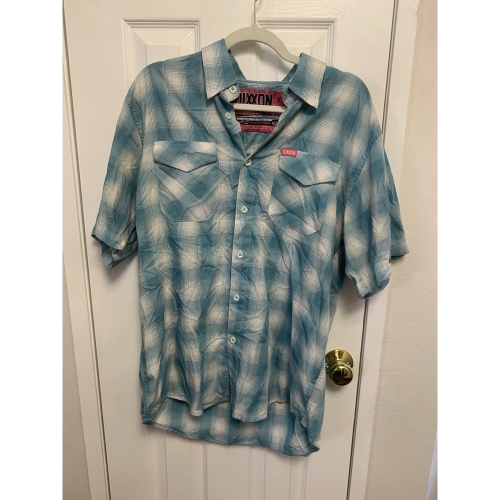 Dixxon Flannel Plaid Fria Button Down Casual Mens Shirt Teal Large